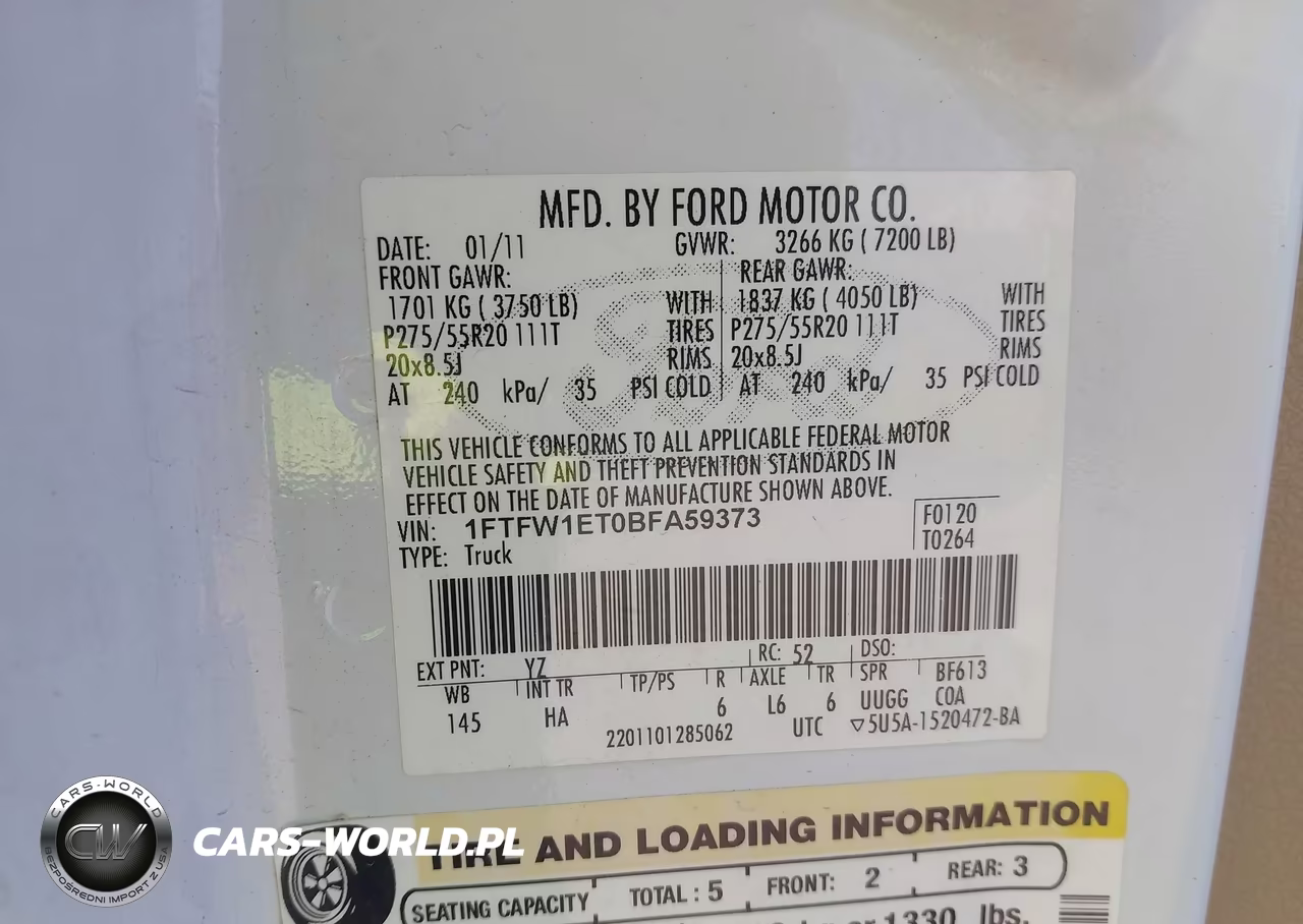 2011 Ford F-150 Lariat VIN:1FTFW1ET0BFA59373 - 9