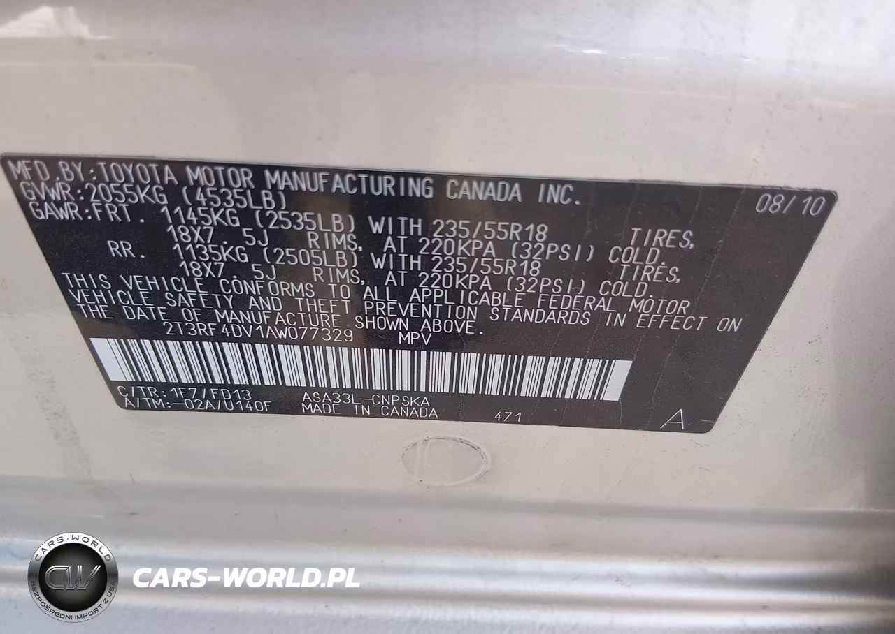 2010 Toyota Rav4 Sport VIN:2T3RF4DV1AW077329 - 9