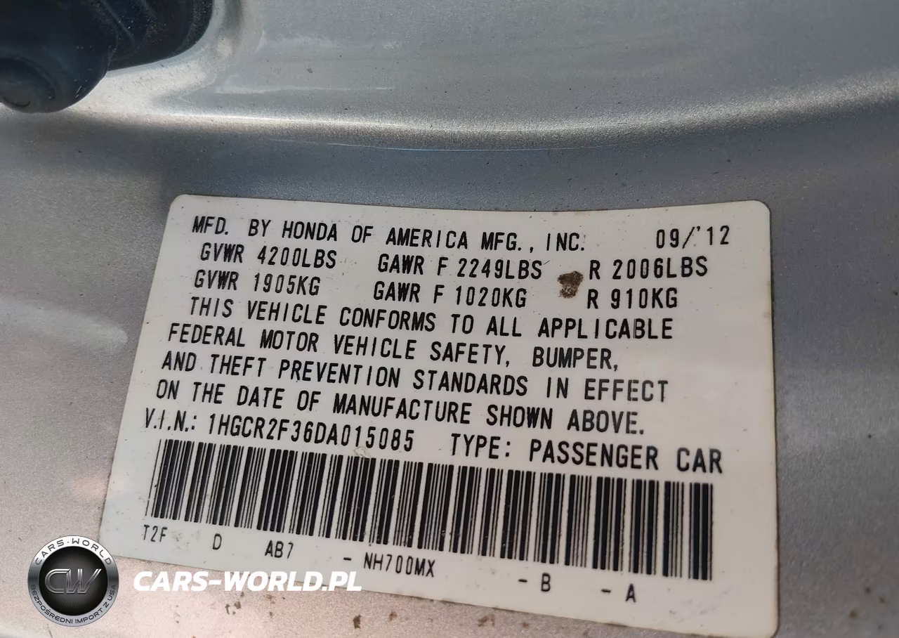2013 Honda Accord Lx VIN:1HGCR2F36DA015085 - 9