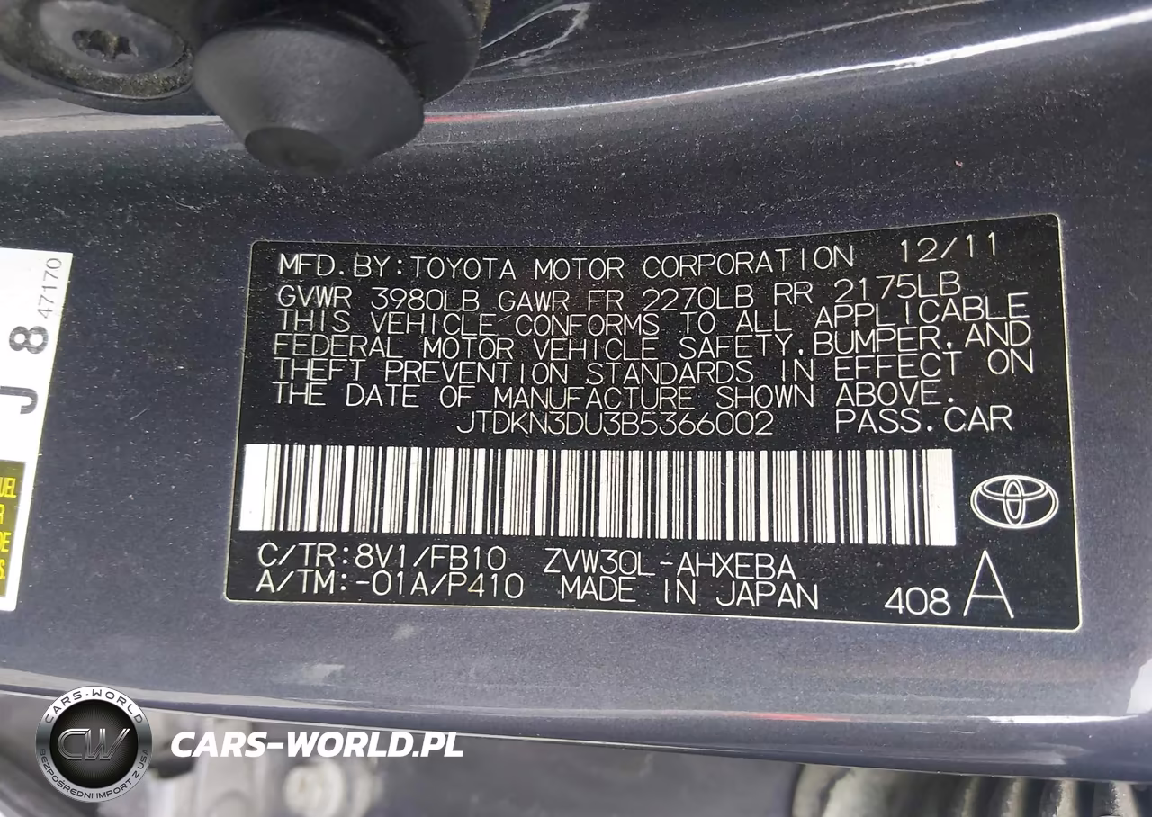 2011 Toyota Prius Two VIN:JTDKN3DU3B5366002 - 9