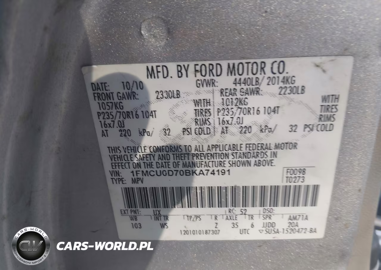 2011 Ford Escape Xlt VIN:1FMCU0D70BKA74191 - 9
