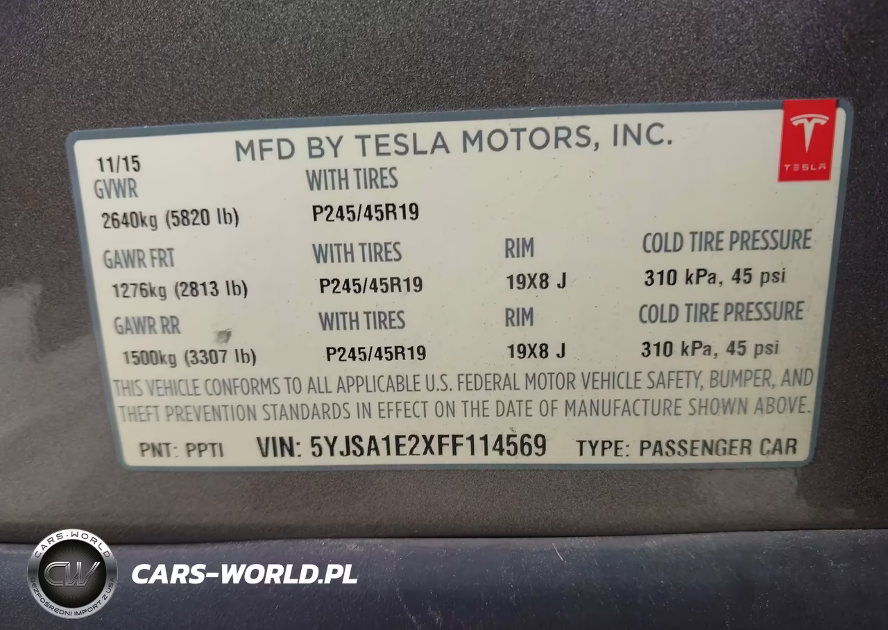 2015 Tesla Model S 70D-85D-P85D VIN:5YJSA1E2XFF114569 - 9