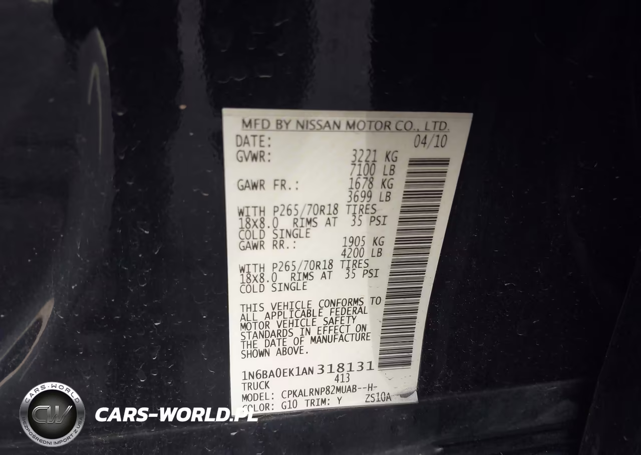 2010 Nissan Titan Xe VIN:1N6BA0EK1AN318131 - 9