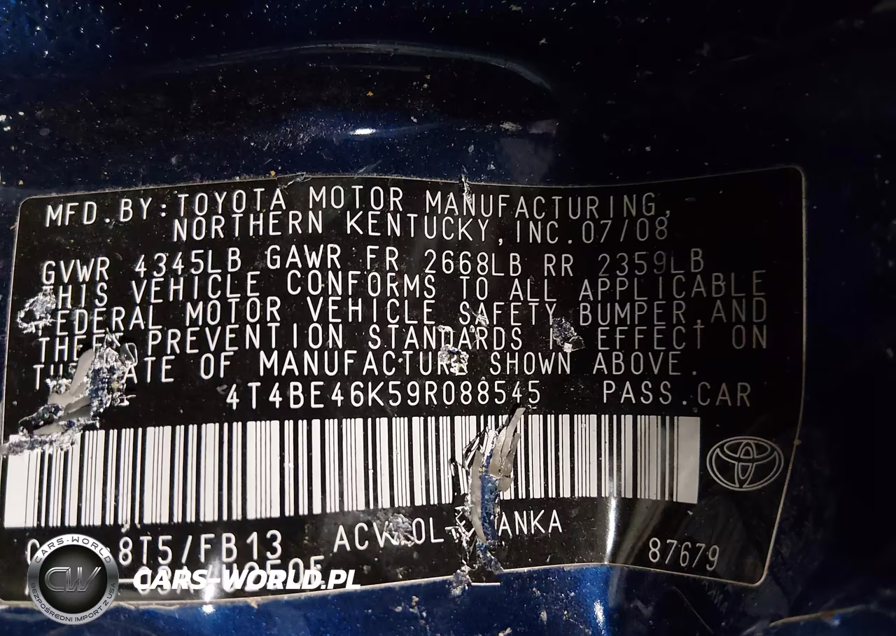 2009 Toyota Camry VIN:4T4BE46K59R088545 - 9