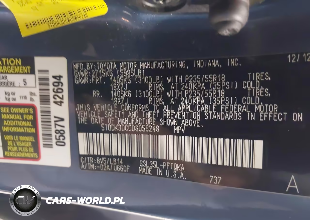 2013 Toyota Sienna Xle 7 Passenger VIN:5TDDK3DC0DS056248 - 9
