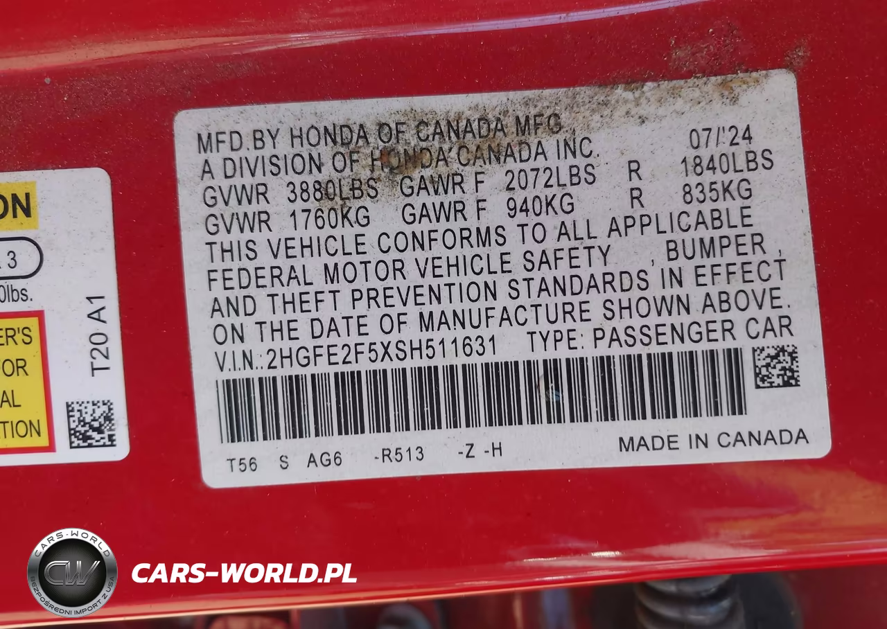 2025 Honda Civic Sport VIN:2HGFE2F5XSH511631 - 9