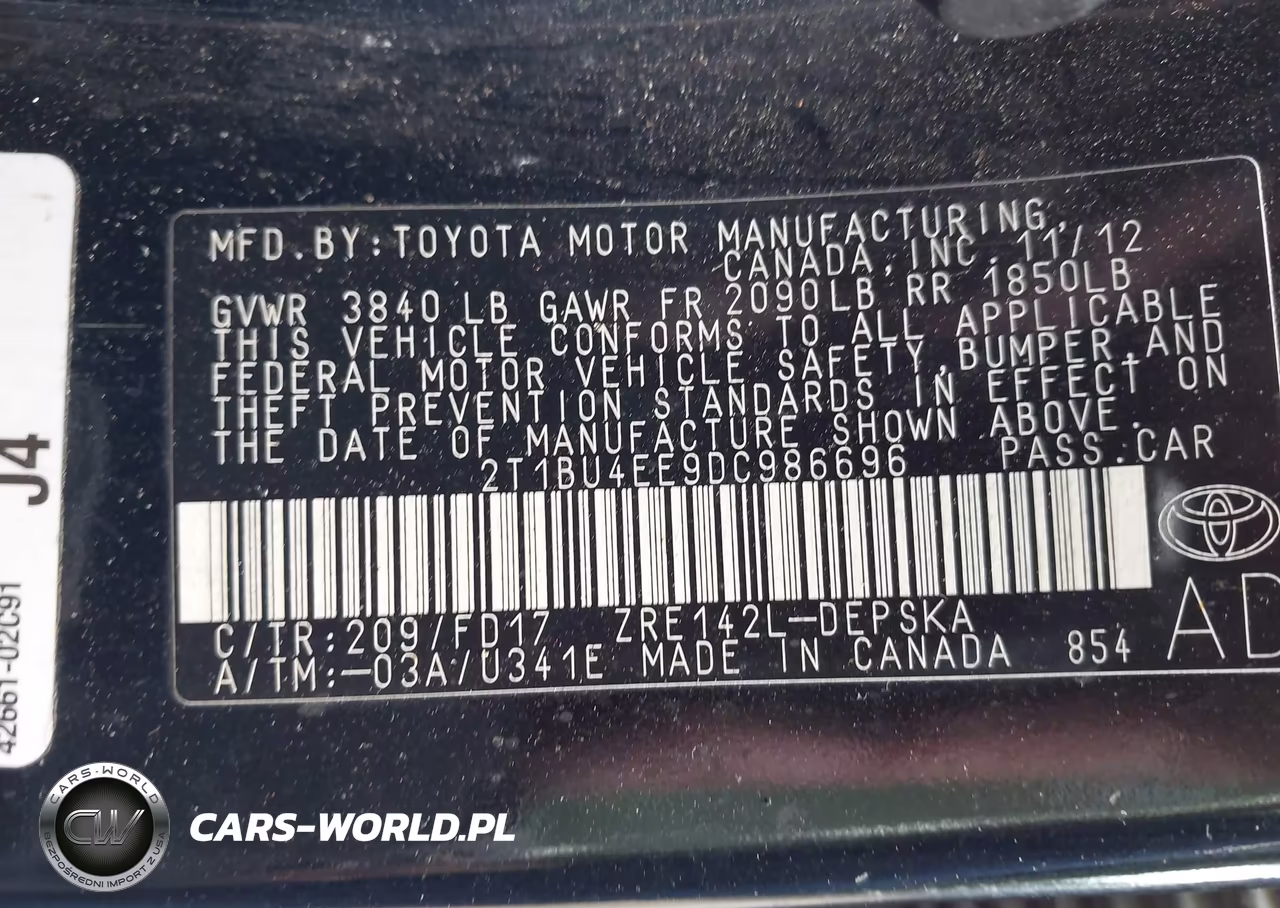 2013 Toyota Corolla S VIN:2T1BU4EE9DC986696 - 9