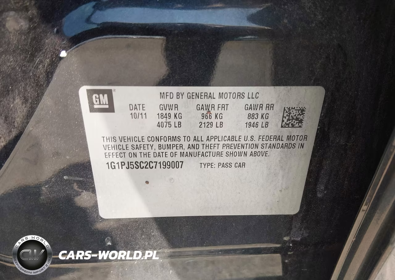 2012 Chevrolet Cruze Eco VIN:1G1PJ5SC2C7199007 - 9