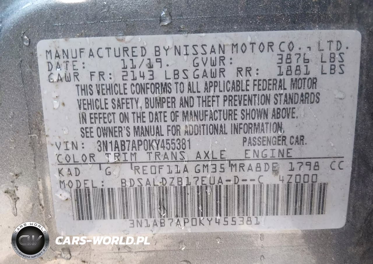 2019 Nissan Sentra Sv VIN:3N1AB7AP0KY455381 - 9