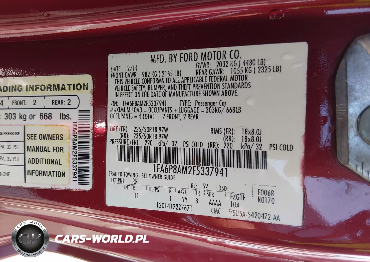 2015 Ford Mustang V6 VIN:1FA6P8AM2F5337941 - 9