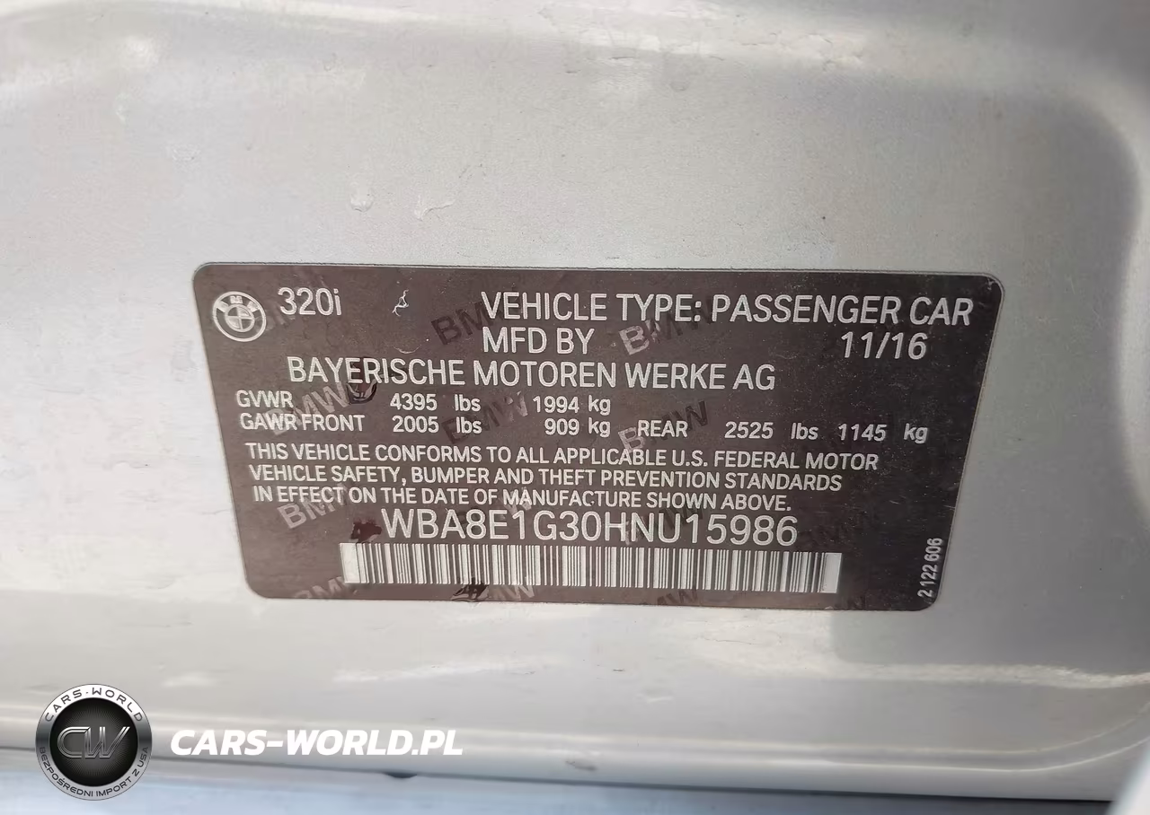 2017 BMW 320I VIN:WBA8E1G30HNU15986 - 9
