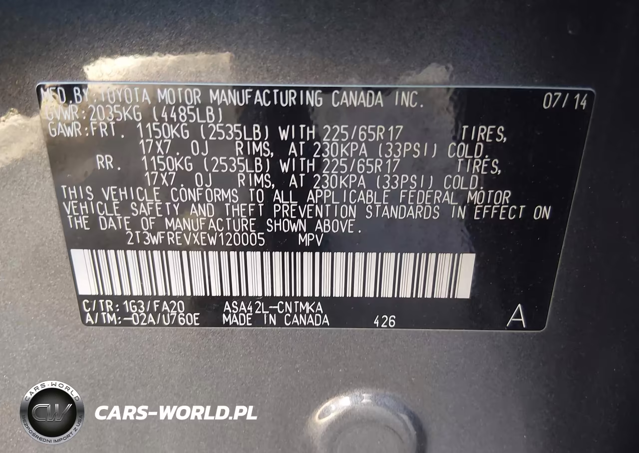 2014 Toyota Rav4 Xle VIN:2T3WFREVXEW120005 - 9