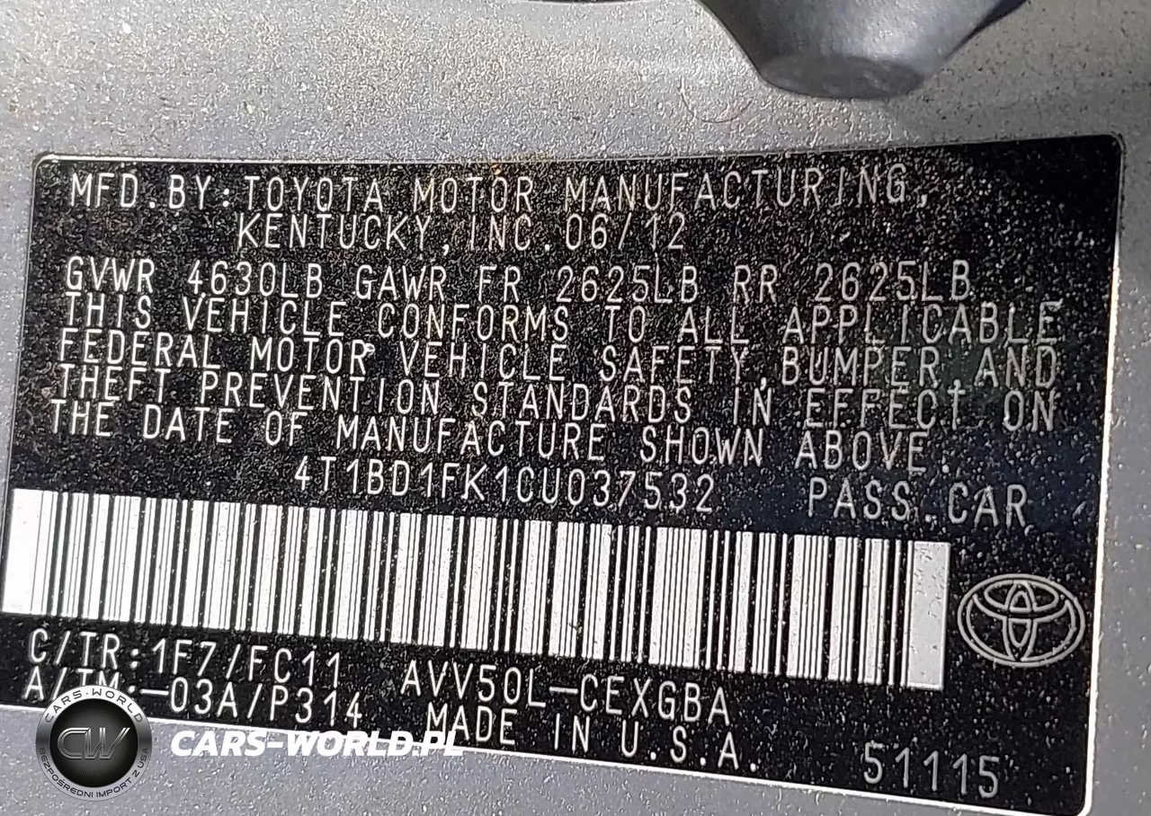2012 Toyota Camry Hybrid Xle VIN:4T1BD1FK1CU037532 - 9