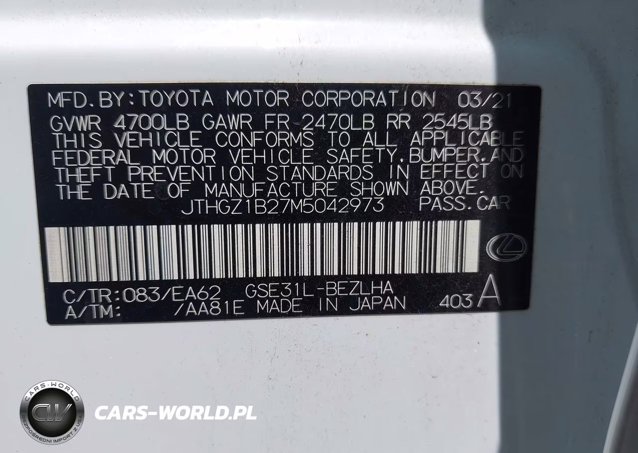 2021 Lexus Is 350 F Sport VIN:JTHGZ1B27M5042973 - 9