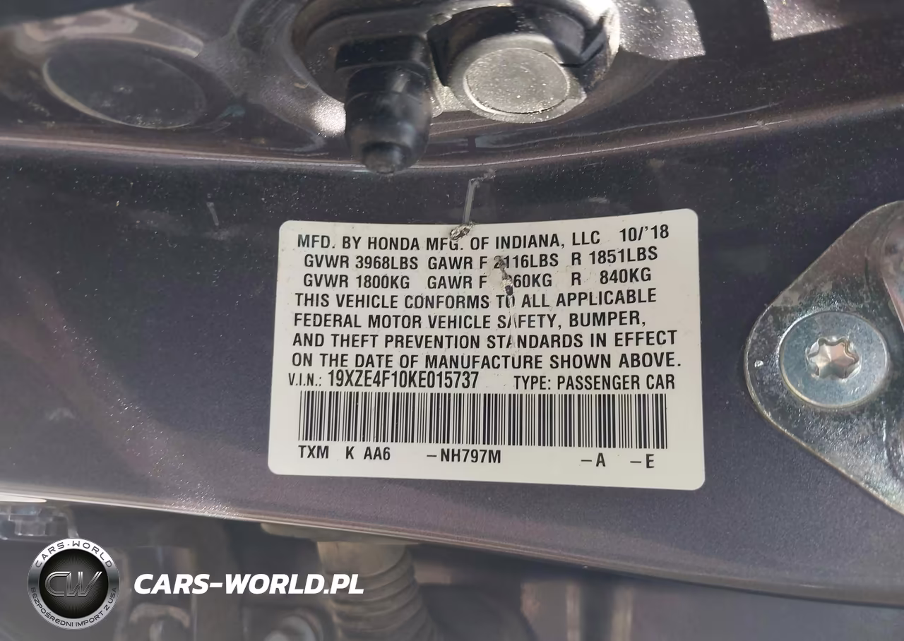 2019 Honda Insight Lx VIN:19XZE4F10KE015737 - 9