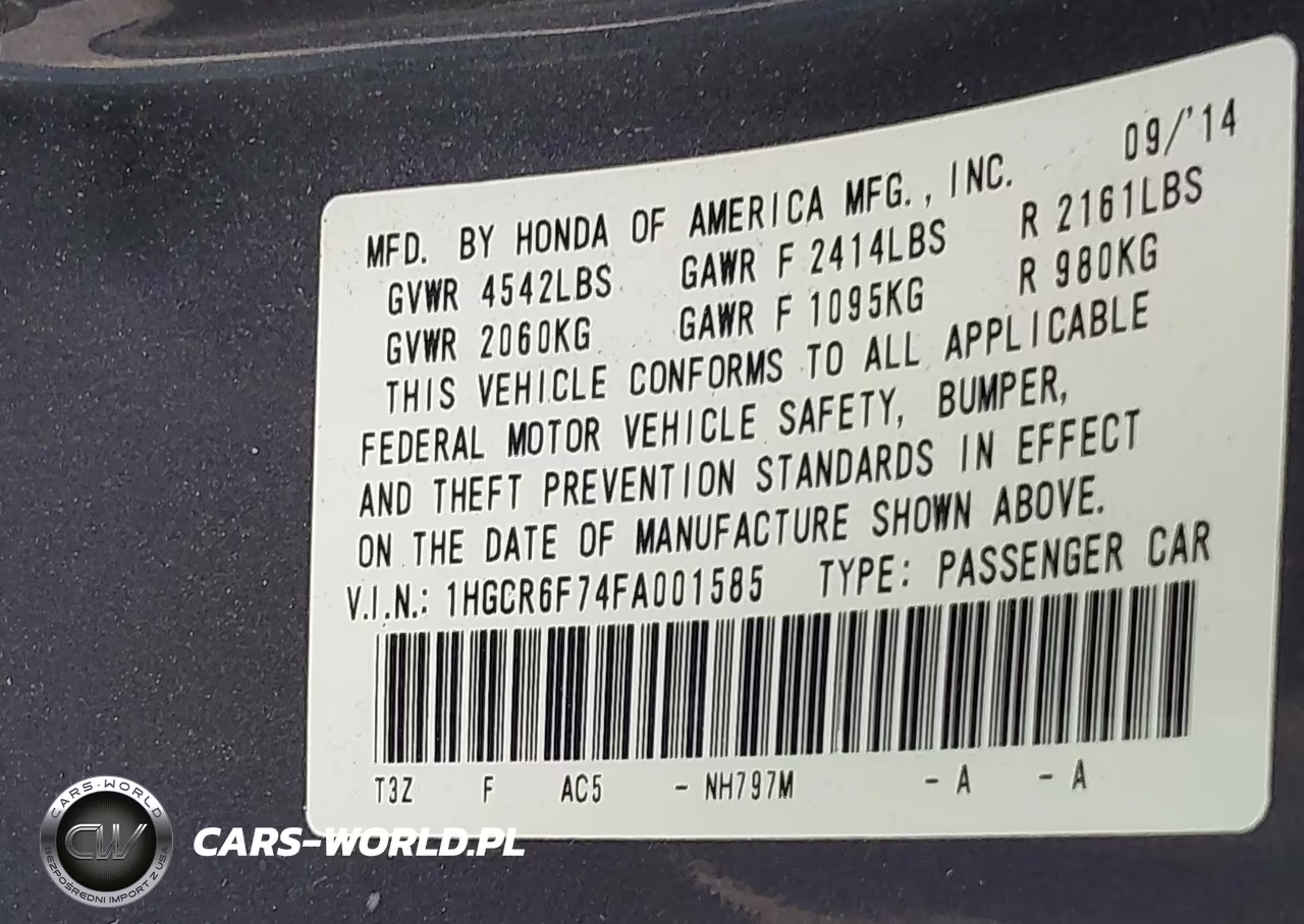 2015 Honda Accord Hybrid Touring VIN:1HGCR6F74FA001585 - 9