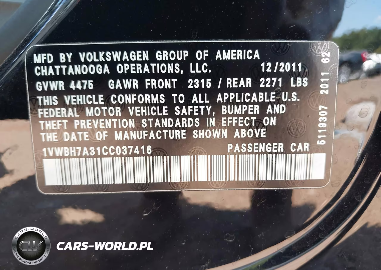 2012 Volkswagen Passat 2.5L Se VIN:1VWBH7A31CC037416 - 9