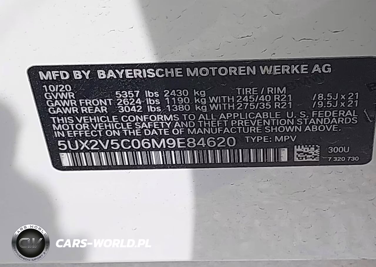 2021 BMW X4 M40I VIN:5UX2V5C06M9E84620 - 9