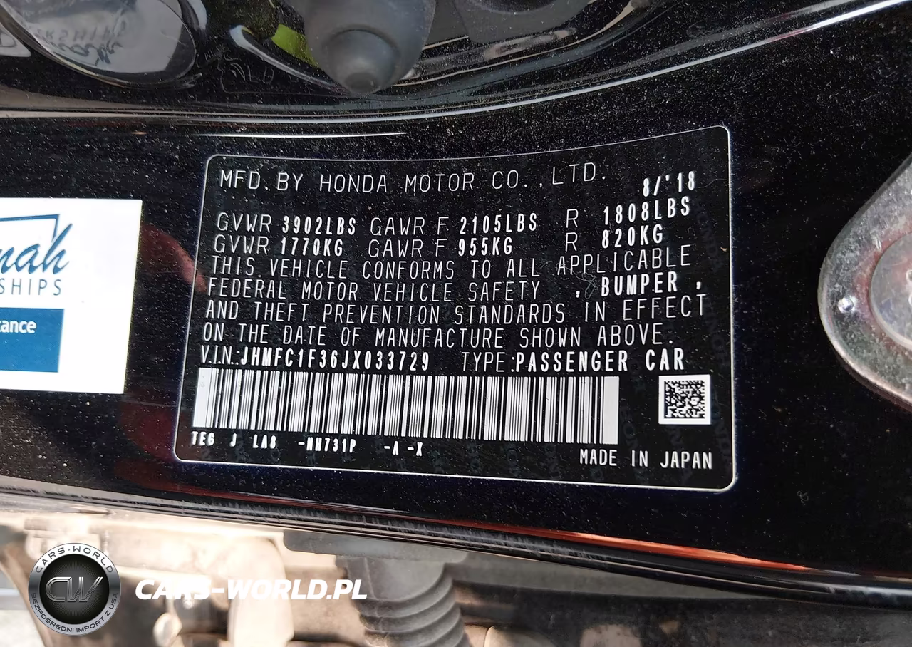 2018 Honda Civic Ex-T VIN:JHMFC1F36JX033729 - 9