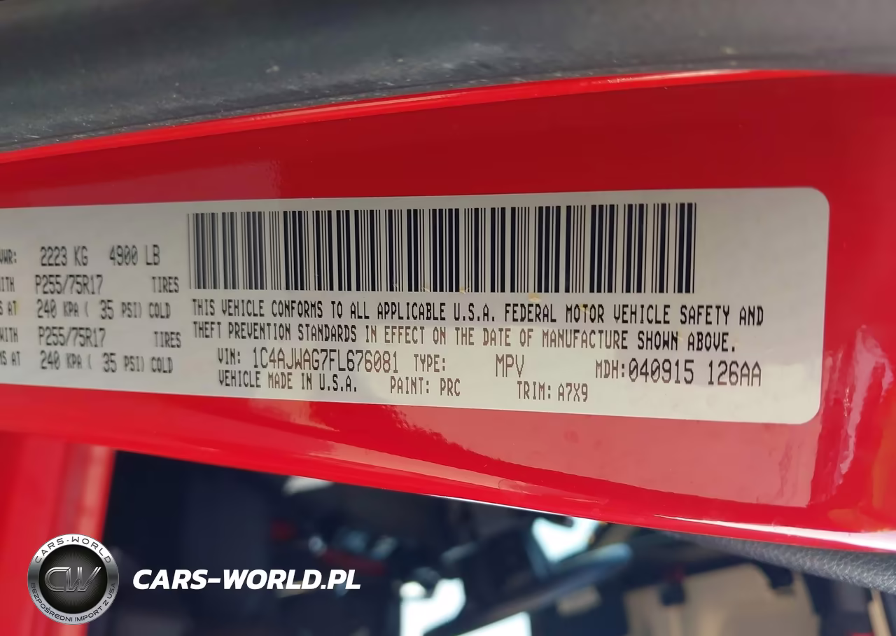 2015 Jeep Wrangler Sport VIN:1C4AJWAG7FL676081 - 9