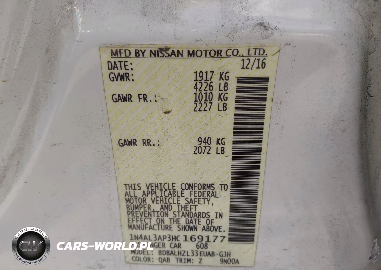 2017 NISSAN ALTIMA 2.5 SR VIN:1N4AL3AP3HC169177 - 9