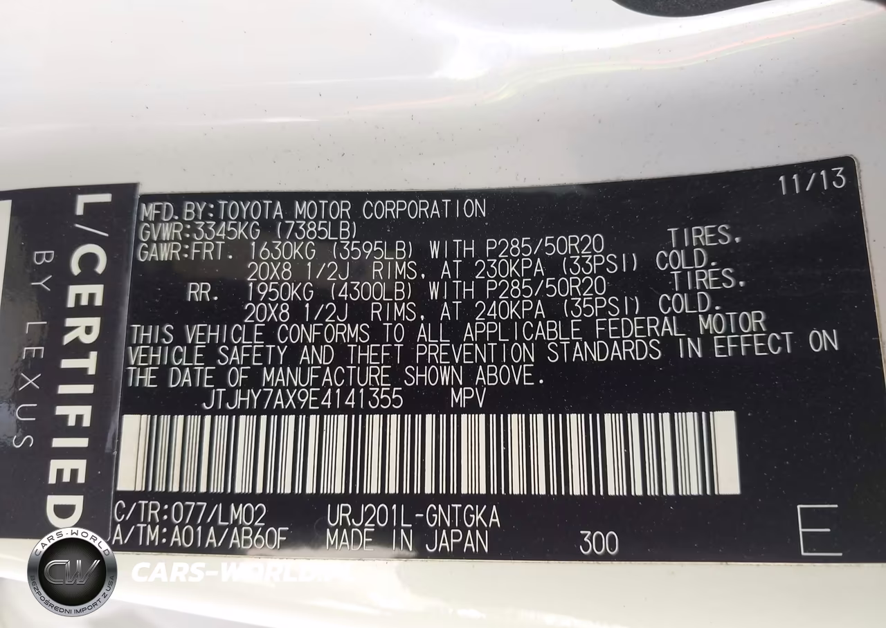 2014 Lexus Lx 570 VIN:JTJHY7AX9E4141355 - 9