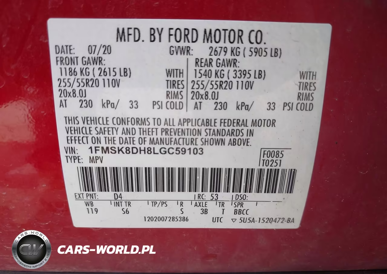 2020 Ford Explorer Xlt VIN:1FMSK8DH8LGC59103 - 9
