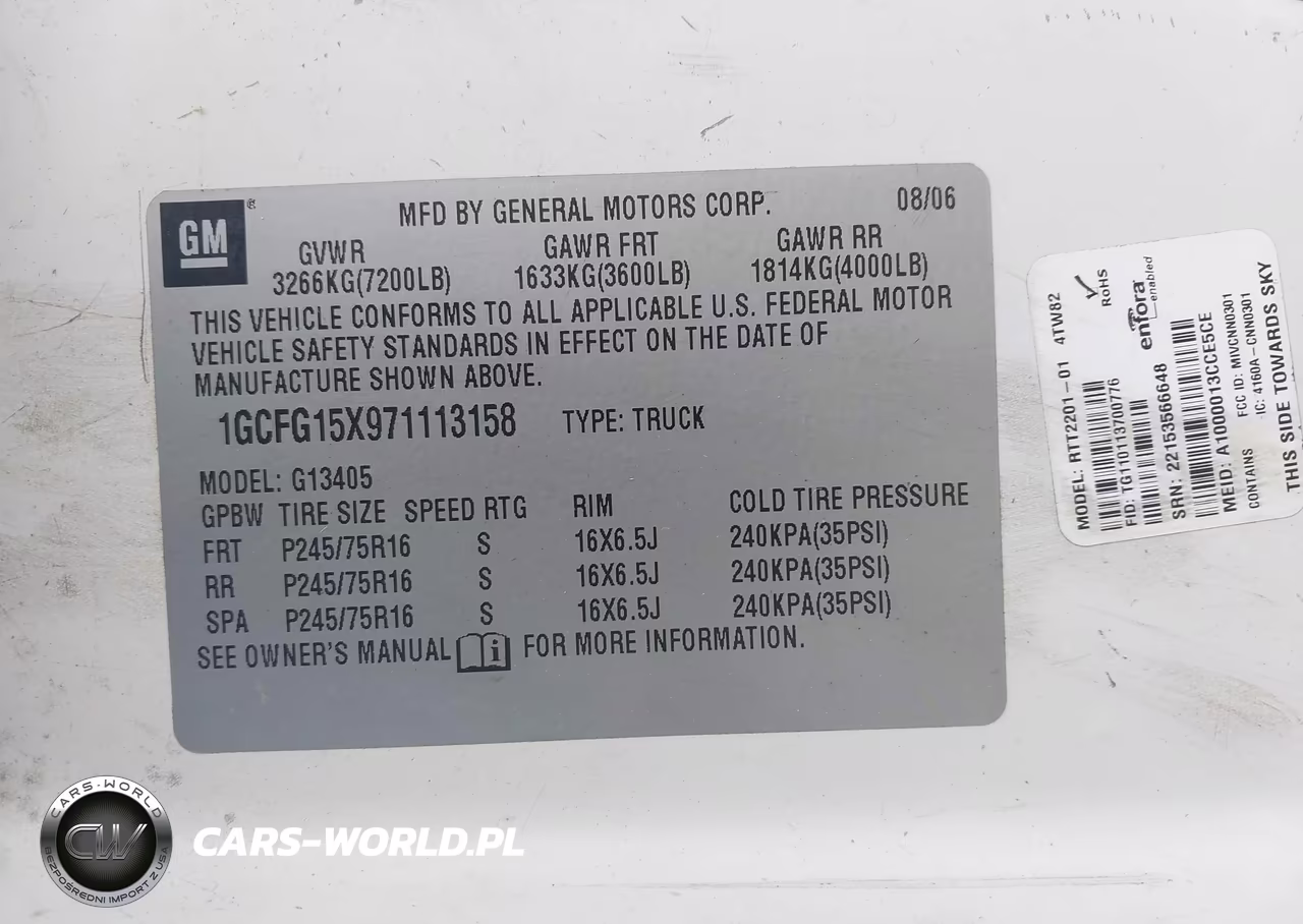 2007 Chevrolet Express Work Van VIN:1GCFG15X971113158 - 9
