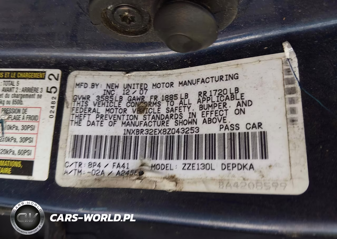 2008 Toyota Corolla Ce VIN:1NXBR32EX8Z043253 - 9