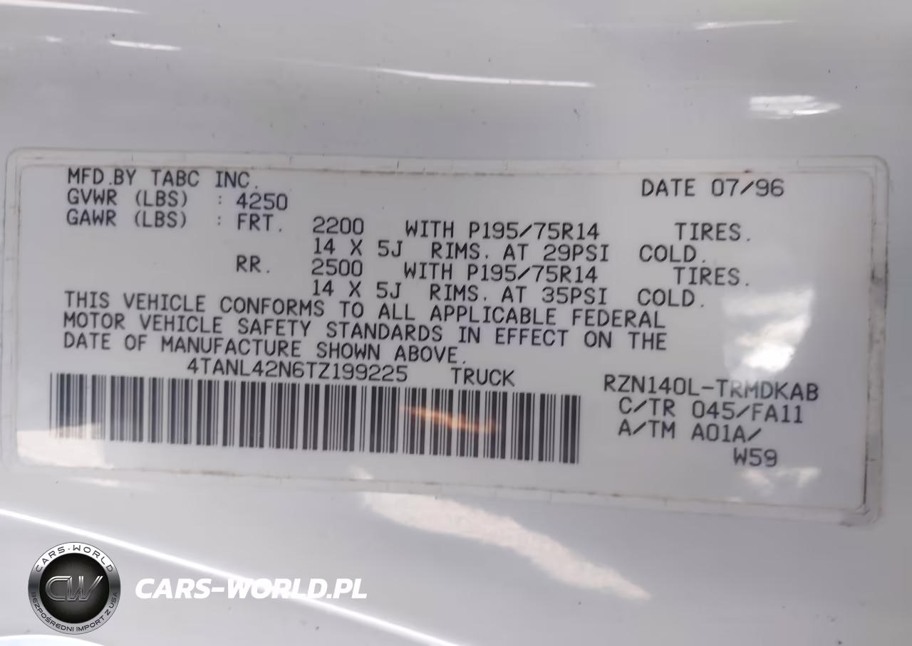 1996 Toyota Tacoma VIN:4TANL42N6TZ199225 - 9