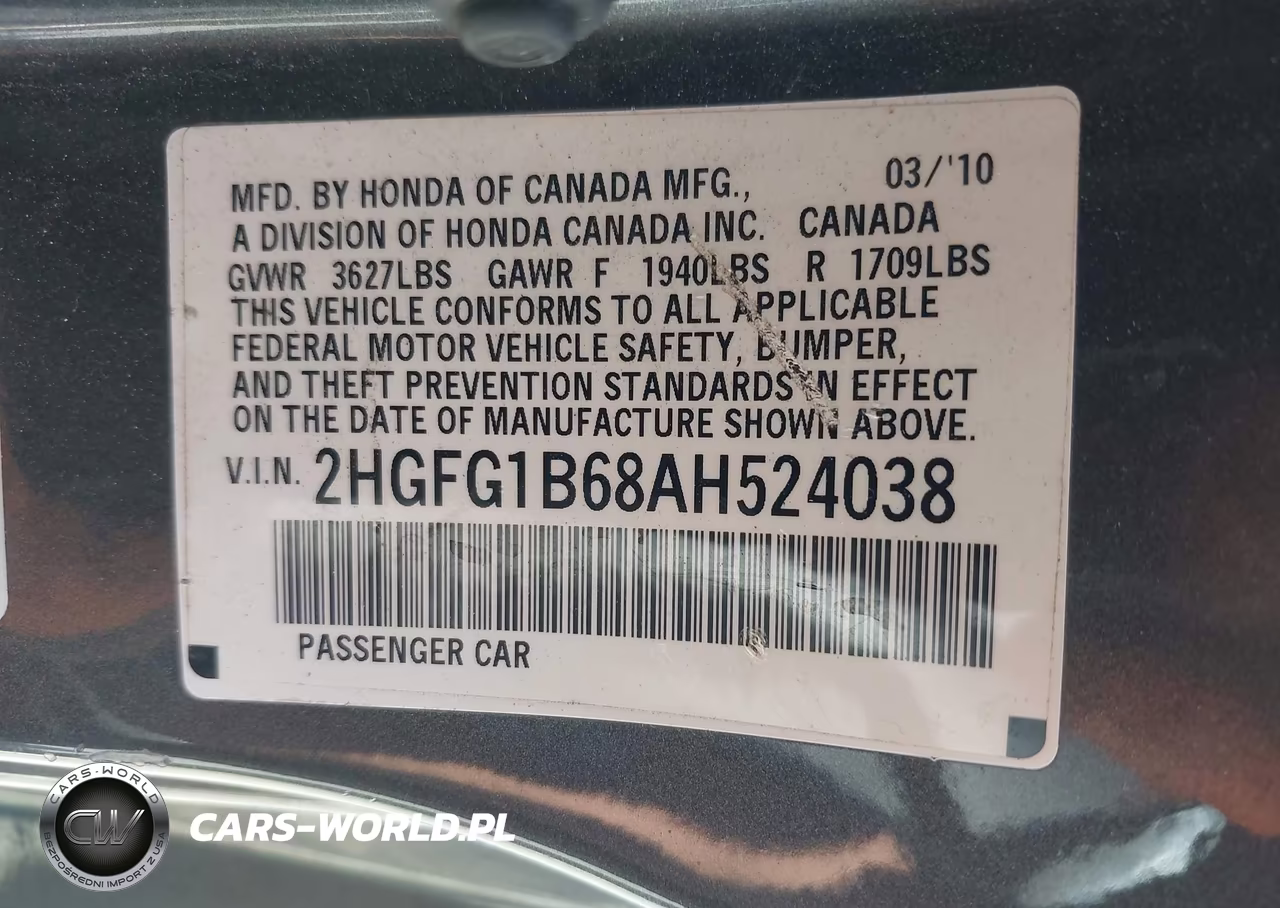 2010 Honda Civic Lx VIN:2HGFG1B68AH524038 - 9