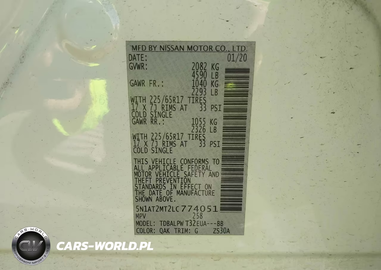 2020 Nissan Rogue S Fwd VIN:5N1AT2MT2LC774051 - 9