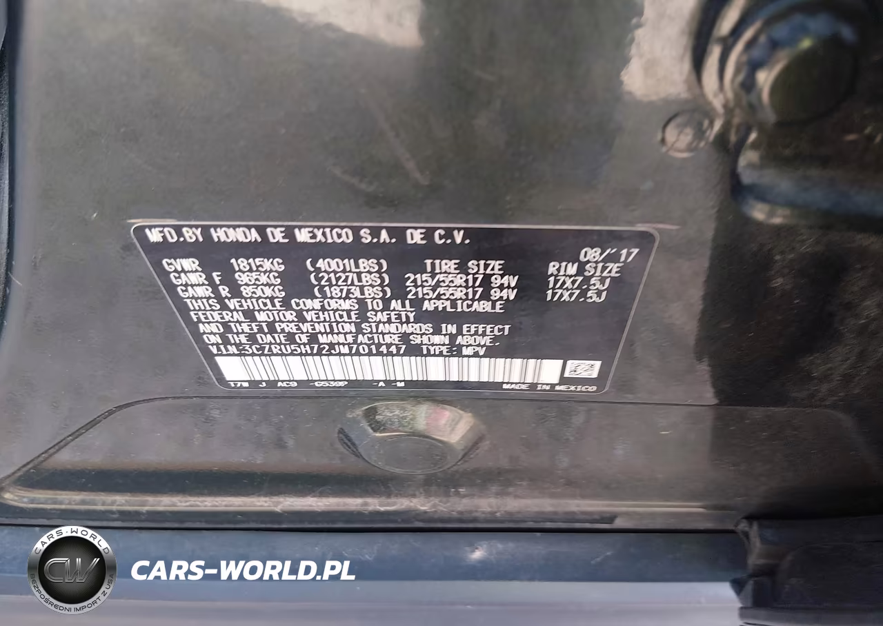 2018 Honda Hr-V Ex-L VIN:3CZRU5H72JM701447 - 9