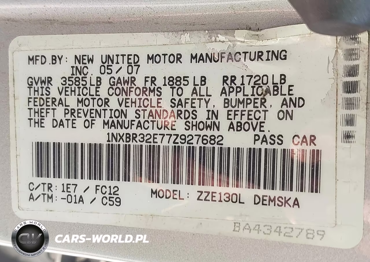 2007 Toyota Corolla S VIN:1NXBR32E77Z927682 - 9