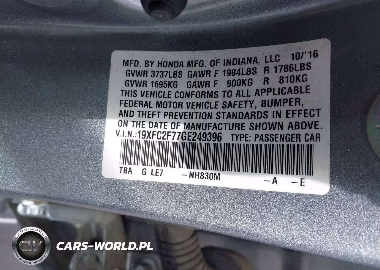 2016 Honda Civic Ex VIN:19XFC2F77GE249396 - 9