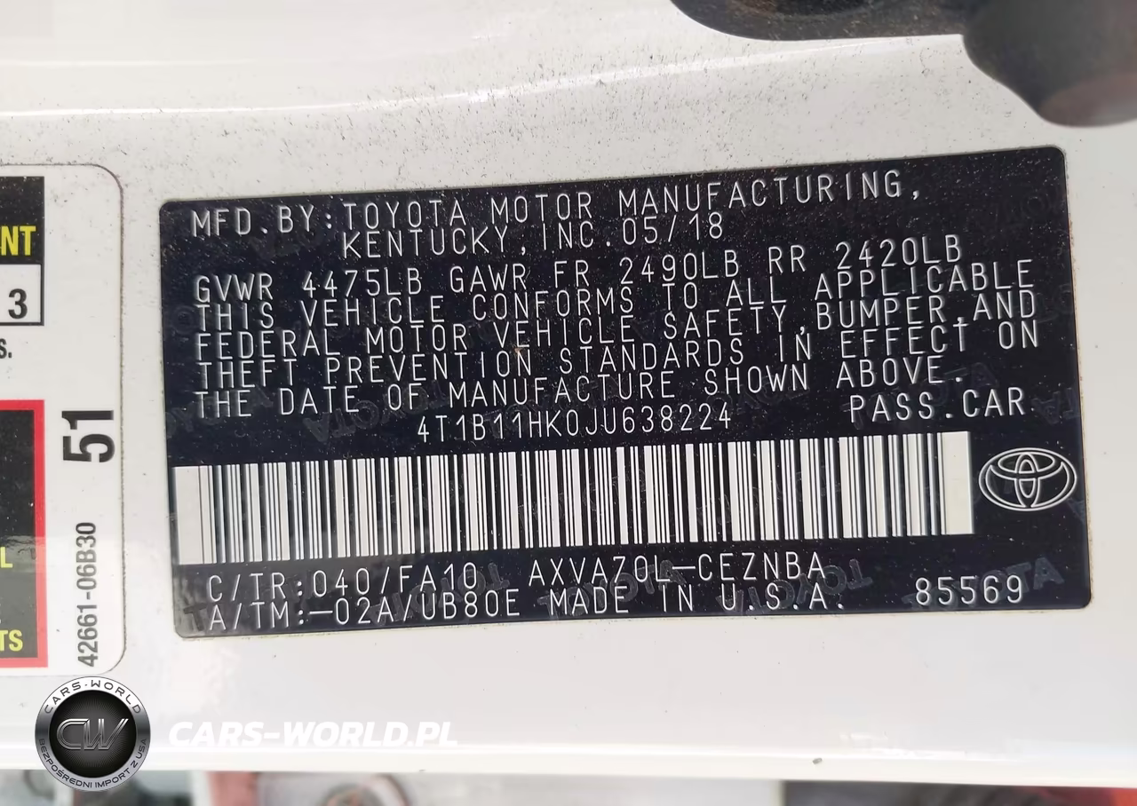 2018 Toyota Camry Le VIN:4T1B11HK0JU638224 - 9