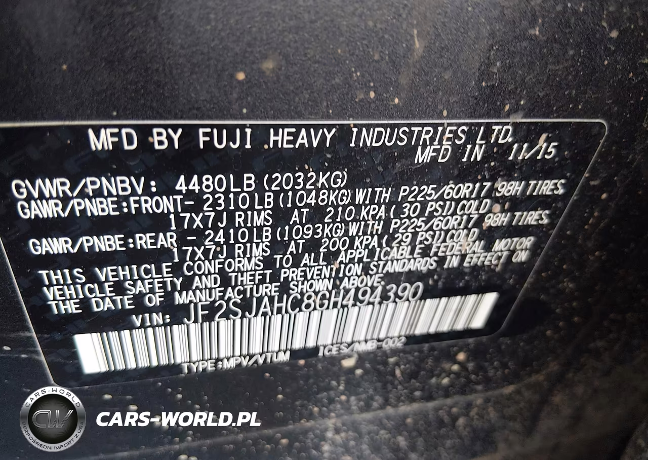2016 Subaru Forester 2.5I Limited VIN:JF2SJAHC8GH494390 - 9
