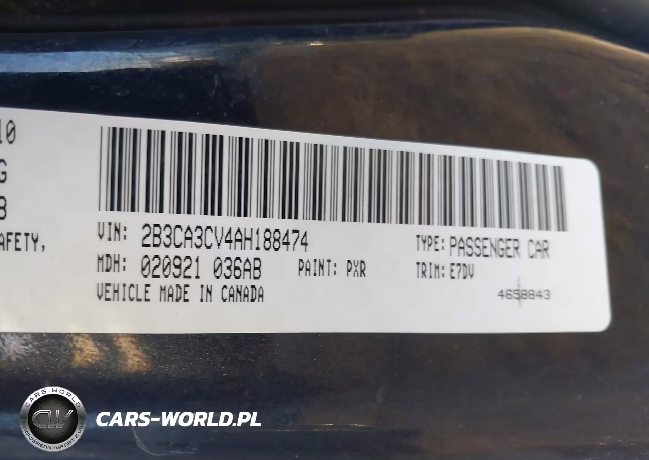 2010 Dodge Charger Sxt VIN:2B3CA3CV4AH188474 - 9
