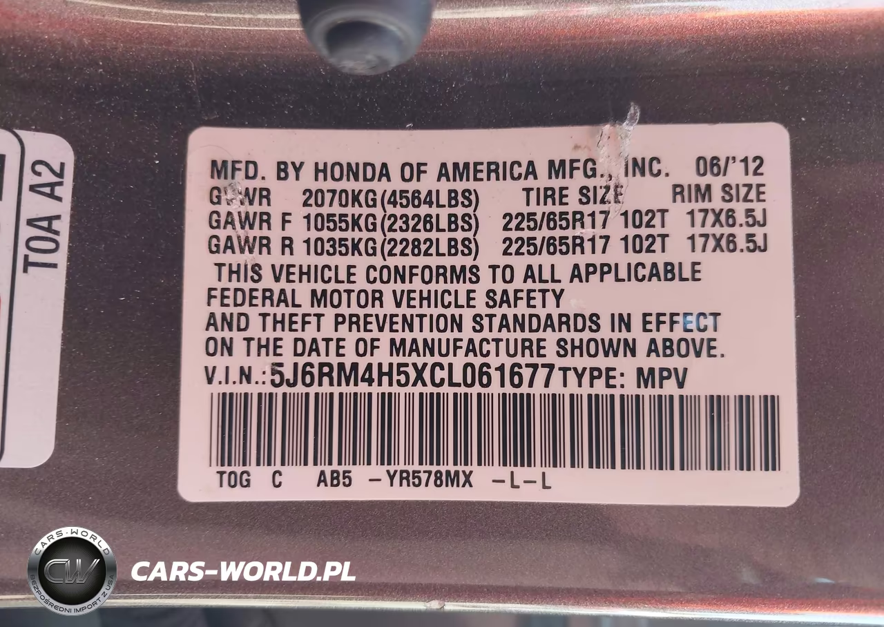 2012 Honda Cr-V Ex VIN:5J6RM4H5XCL061677 - 9