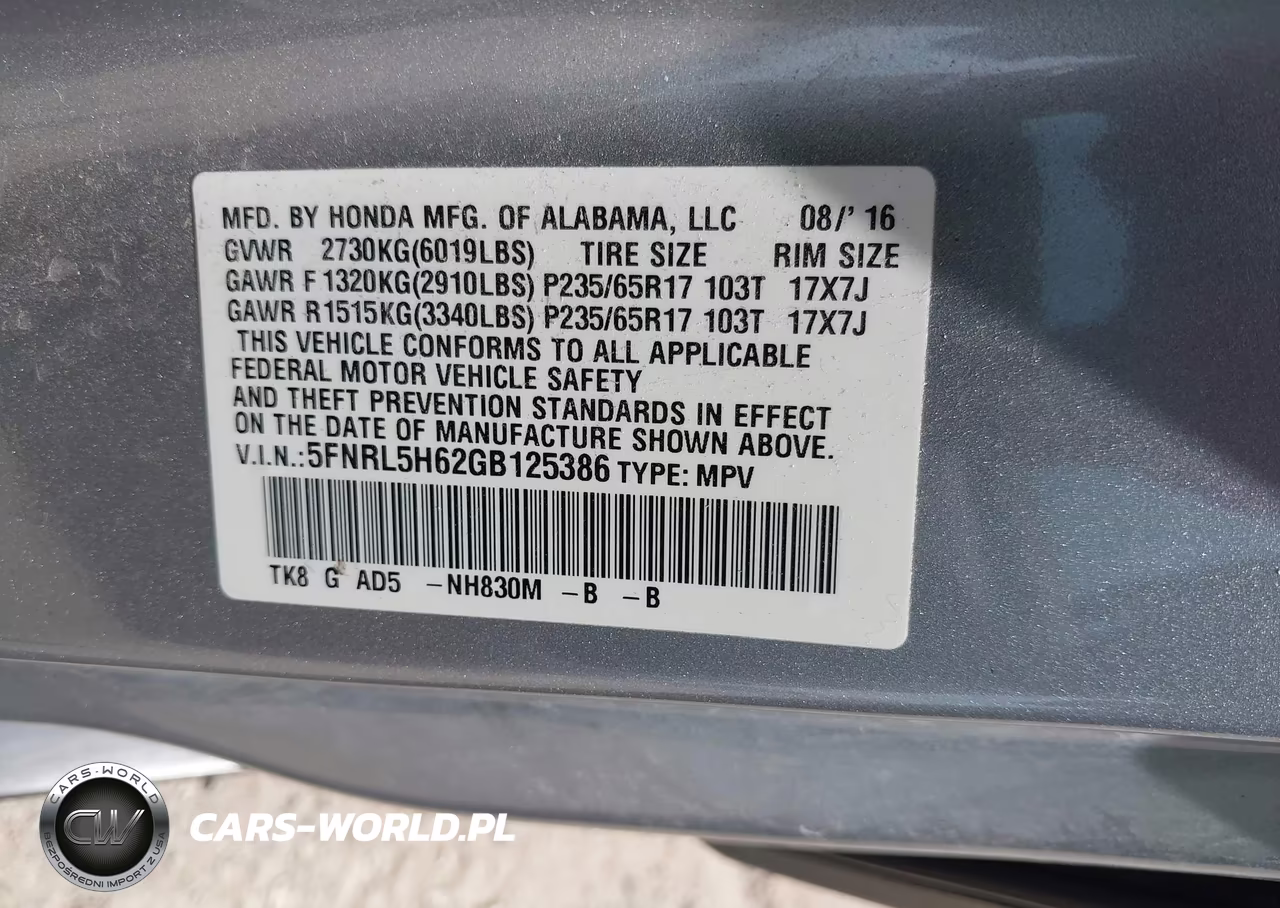 2016 Honda Odyssey Ex-L VIN:5FNRL5H62GB125386 - 9