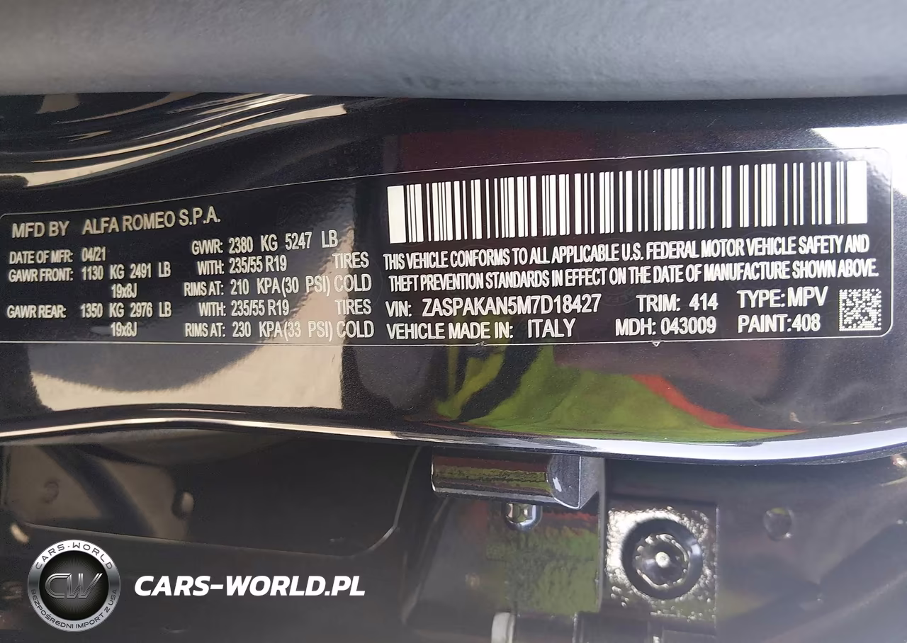 2021 Alfa Romeo Stelvio Awd VIN:ZASPAKAN5M7D18427 - 9