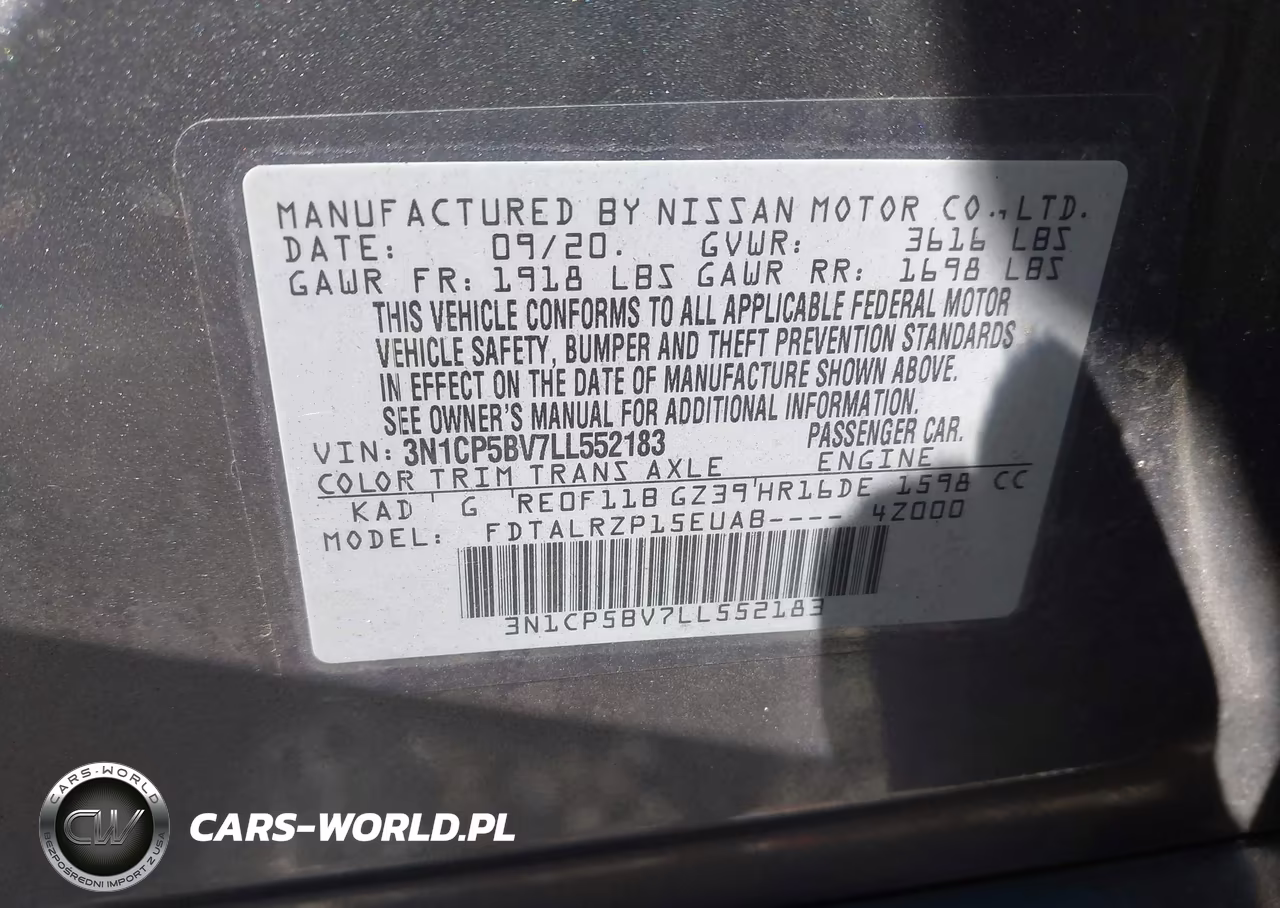 2020 Nissan Kicks S Xtronic Cvt VIN:3N1CP5BV7LL552183 - 9
