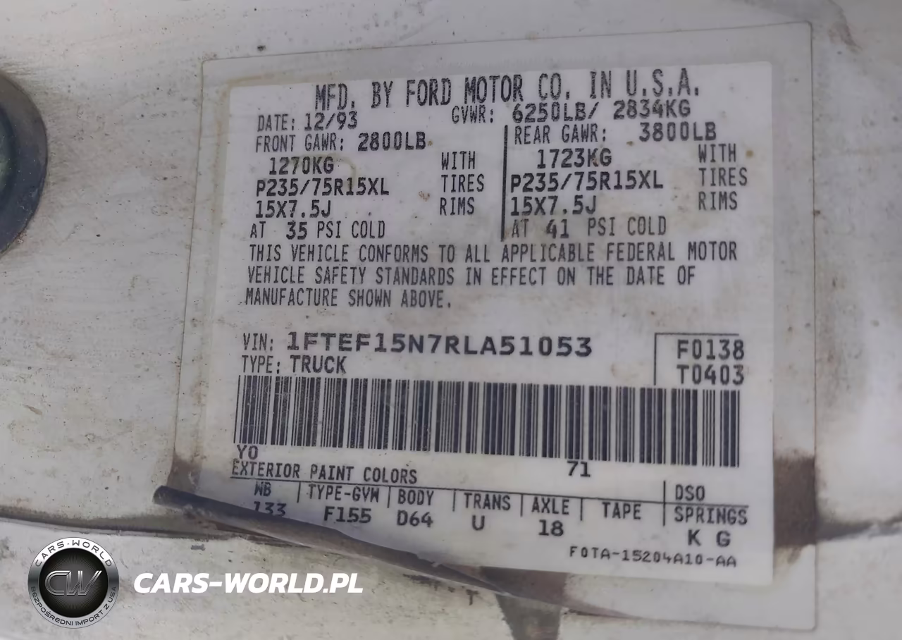 1994 Ford F150 VIN:1FTEF15N7RLA51053 - 9