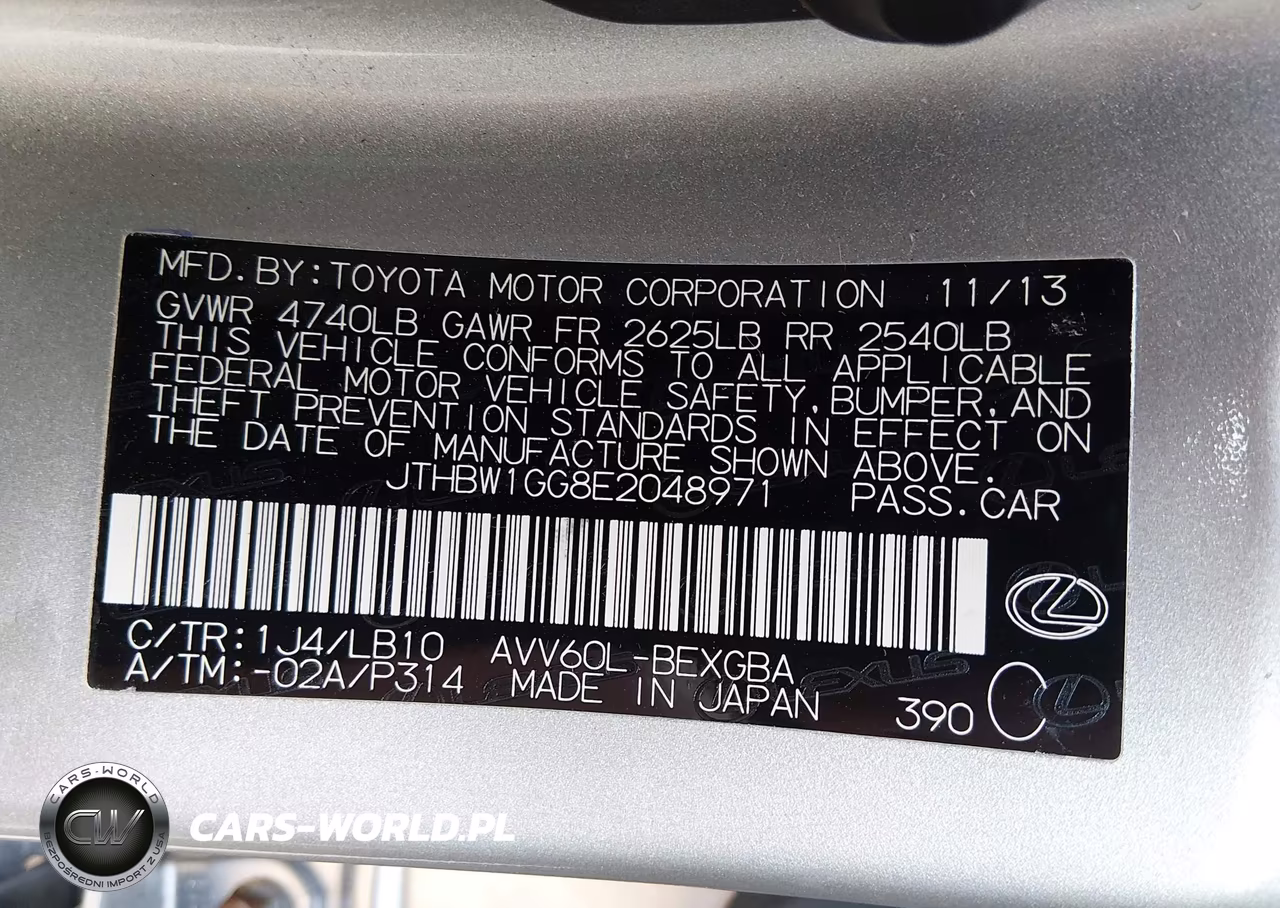 2014 Lexus Es 300H VIN:JTHBW1GG8E2048971 - 9