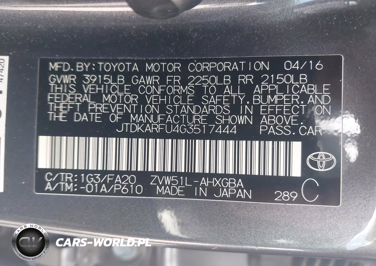 2016 Toyota Prius Three VIN:JTDKARFU4G3517444 - 9