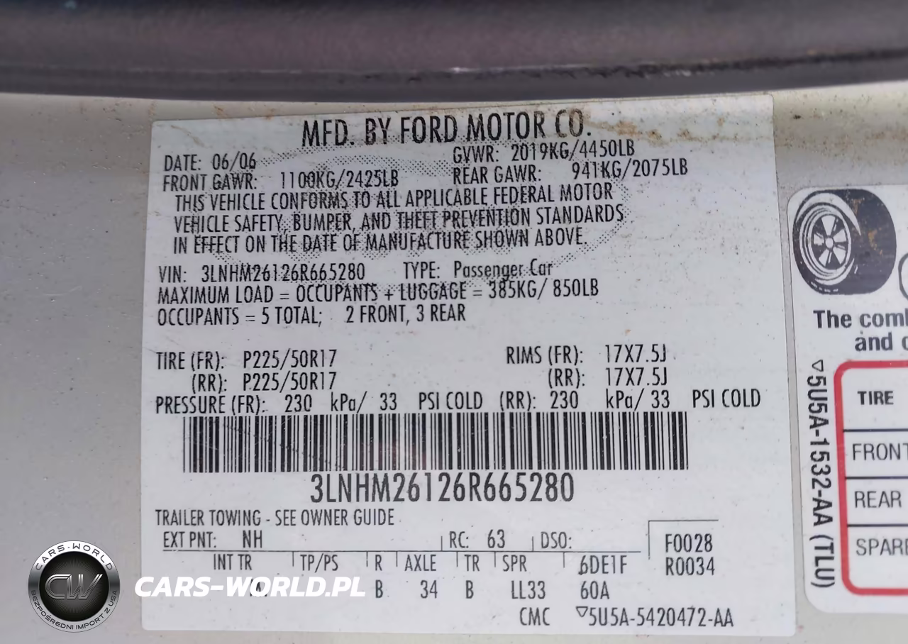 2006 Lincoln Zephyr VIN:3LNHM26126R665280 - 9