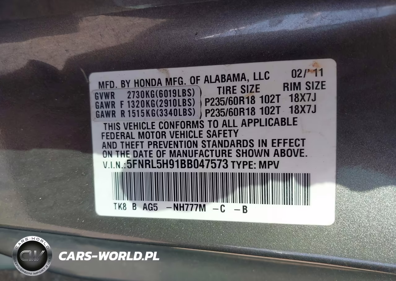 2011 Honda Odyssey Touring-Touring Elite VIN:5FNRL5H91BB047573 - 9