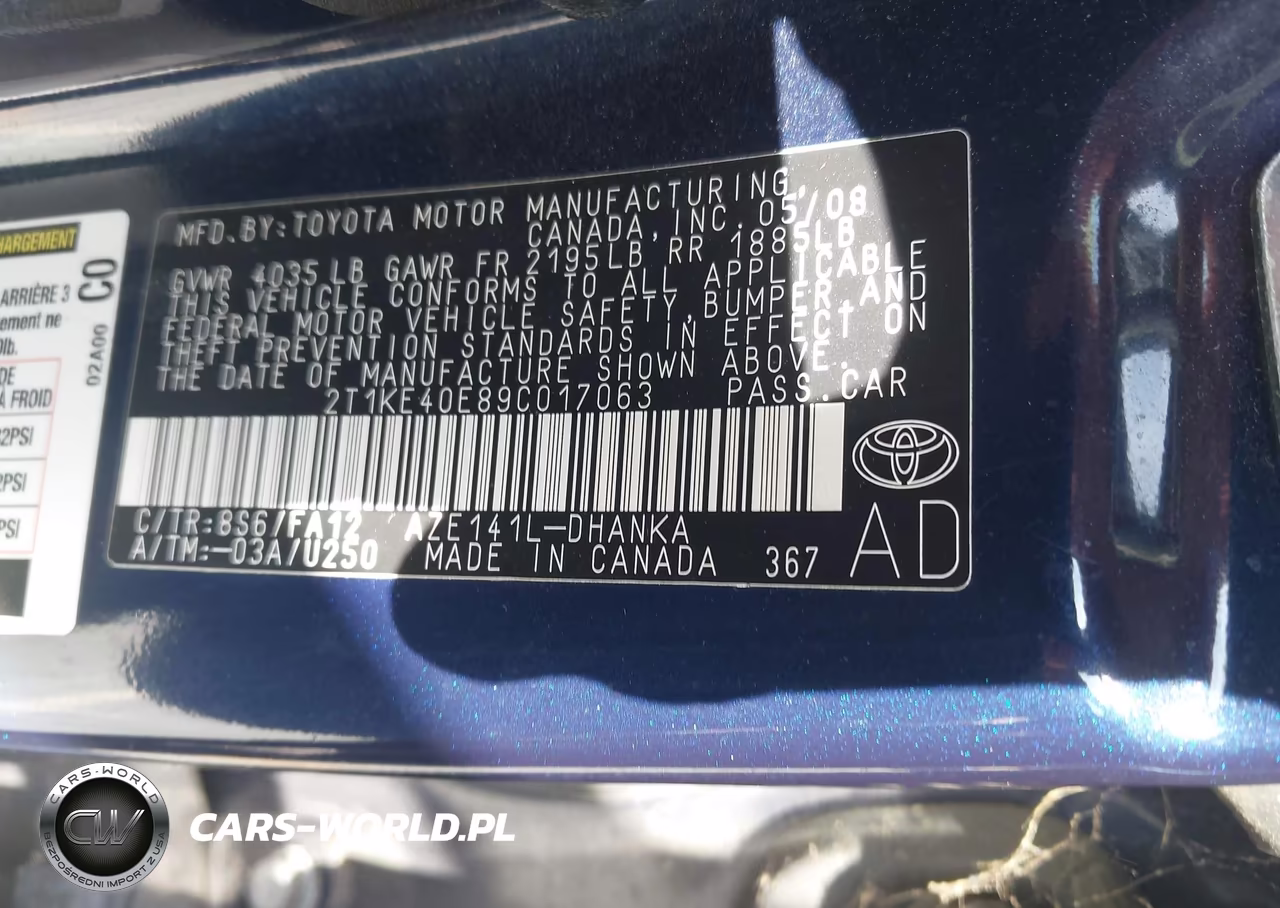 2009 Toyota Matrix S VIN:2T1KE40E89C017063 - 9