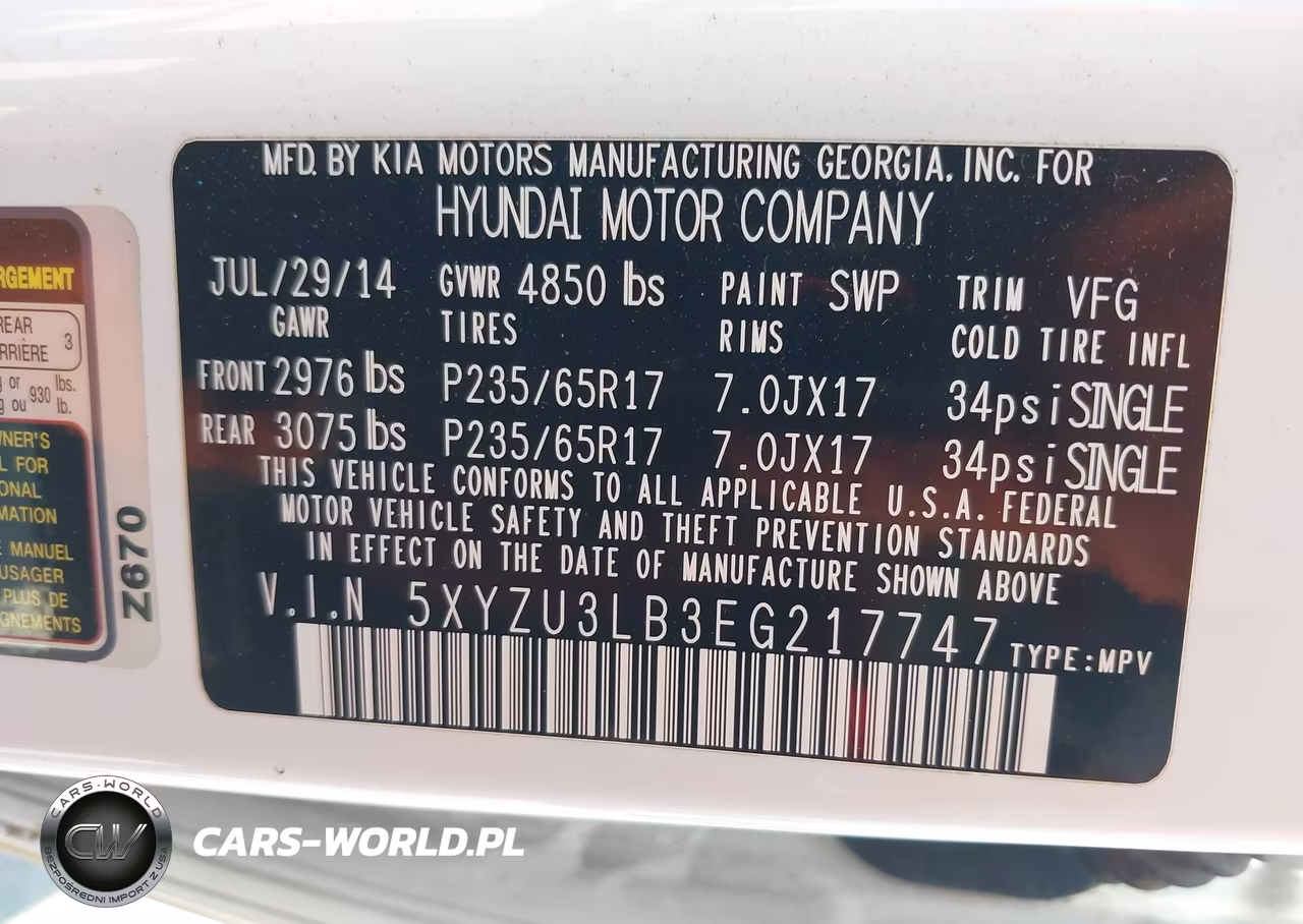 2014 Hyundai Santa Fe Sport 2.4L VIN:5XYZU3LB3EG217747 - 9