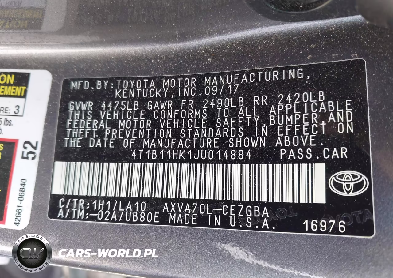 2018 Toyota Camry Xle VIN:4T1B11HK1JU014884 - 9